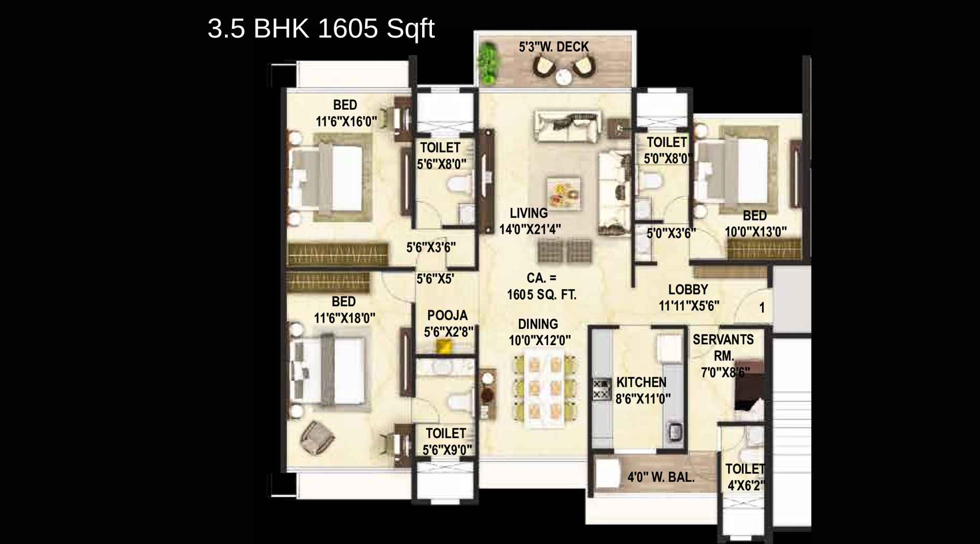Goodwill-Wisteria-Floor-Plan-3.5-BHK-1605-Sqft