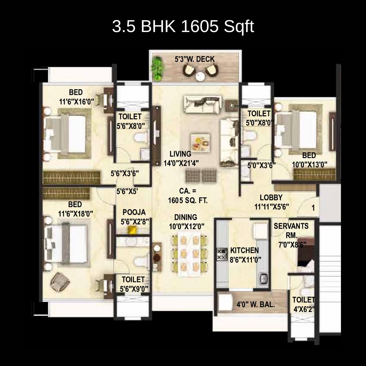 Goodwill-Wisteria-Floor-Plan-3.5-BHK-1605-Sqft